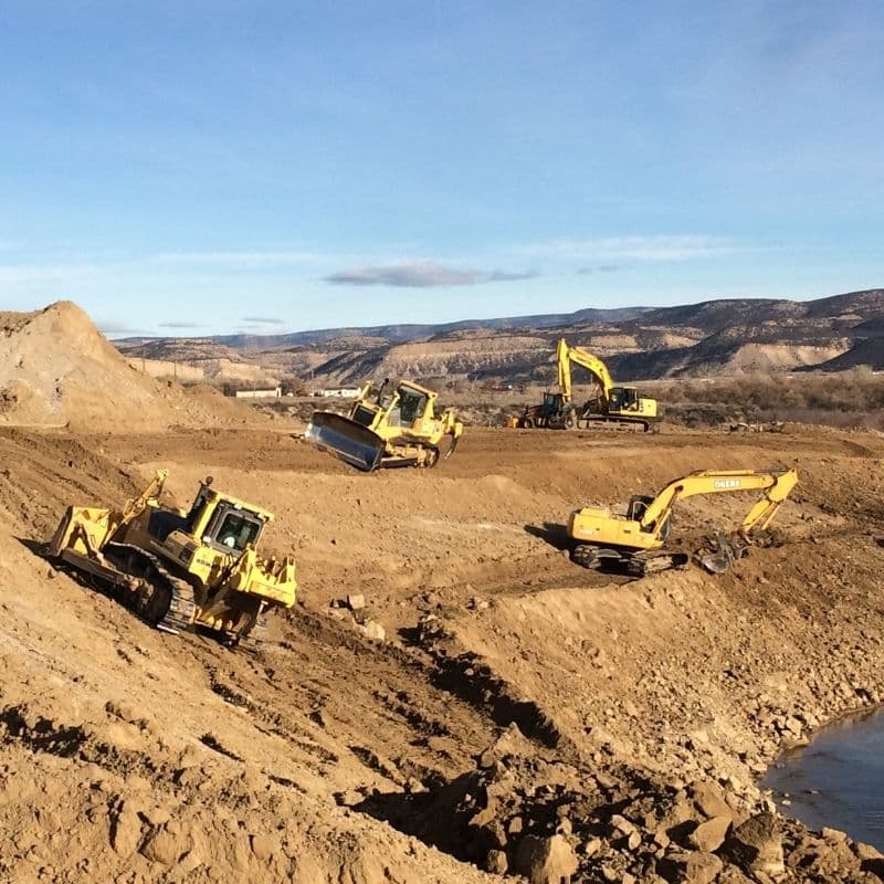 Construction equipment on excavation site