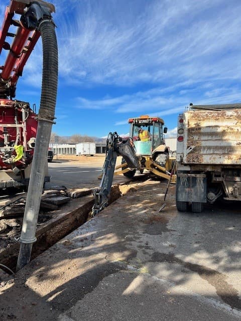 Hydrovac excavation in progress