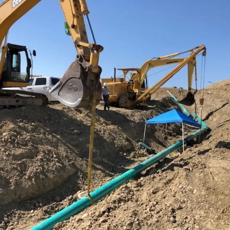 Pipeline construction crew and equipment