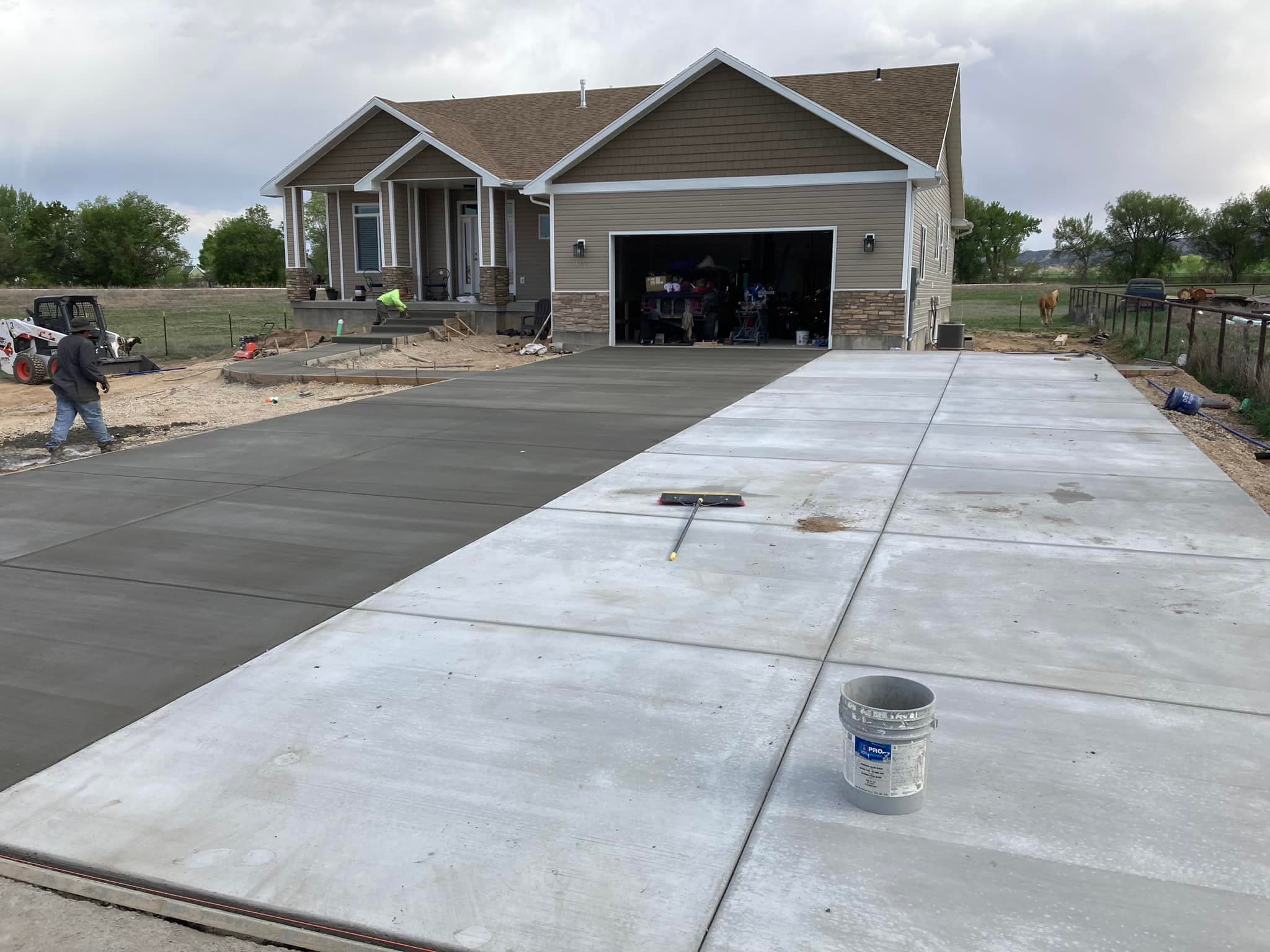Finished concrete driveway